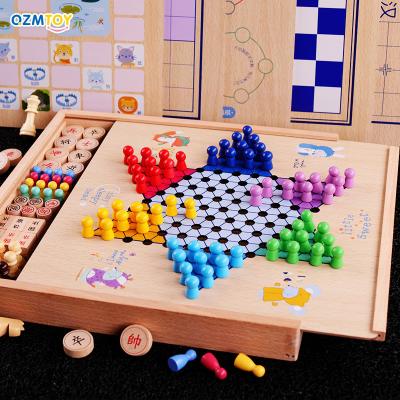 China Children's interesting games for early education twenty-seven in a game multi-functional military chess wooden toys for sale