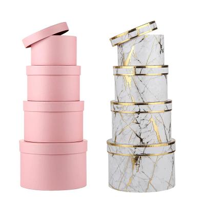 China Handmade Wholesale Custom Luxury Round Flower Cardboard Cylinder Cylinder Jewelry Hat Packaging Gift Box With Lid for sale