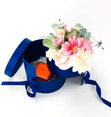 China Recycled Materials Sale Better Durable Using Popular Product Round Blue Box Gift Flowers for sale