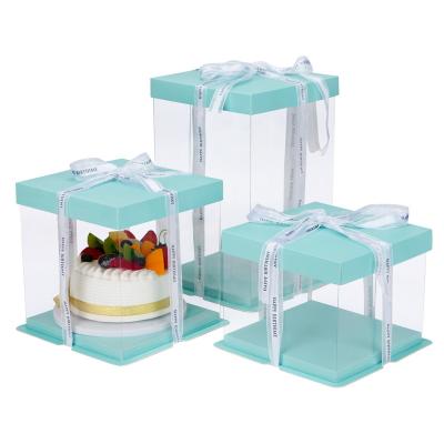 China Recyclable Luxury Square Customized Logo PET Material Transparent Cake Birthday Gift Packaging Box for sale