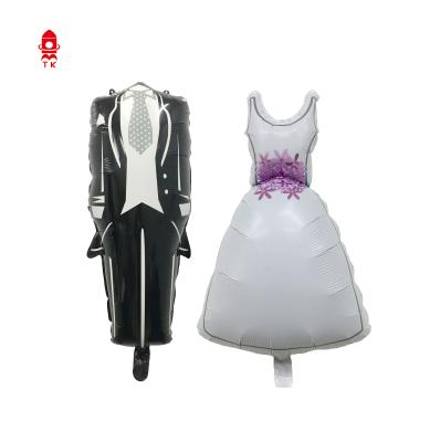 China Gift Toy Factory Full Dress Suit Skirt Bride Groom Formal Dress Wedding Foil Balloon for sale