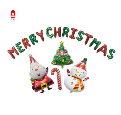 China Gift Toy Happy New Year Santa Claus Tree Crane Snowman Christmas Foil Balloon for sale