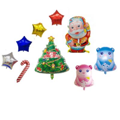 China Party Birthday Decoration Gift Toys 2021 New Merry Christmas Santa Claus Foil Balloons Set With Good Price 10pc Set With Inflate Pump Party Decoration for sale