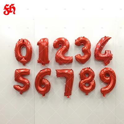 China Gift Toy Wholesale 16 32 42 inch number red color shape foil balloon party decoration boys and girls play for sale