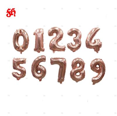 China Decoration Wholesale 16.32.42 Inch Rose Gold Inflatable Number 0-9 Foil Balloons for sale