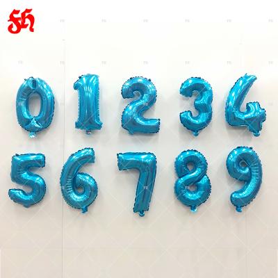 China Decoration wholesale 16inch.32inch blue number 0-9 foil balloons for party decoration for sale