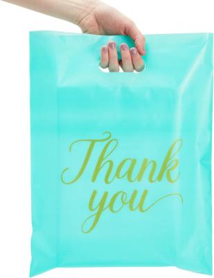 China Recyclable Professional Custom Retail Shopping Plastic Bag Black Merchandise Bags Thank You Bags For Boutique Retail Shopping Gift for sale