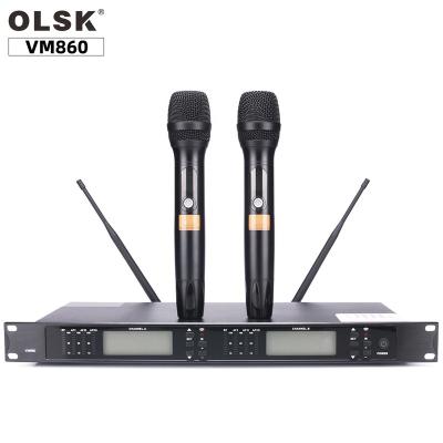 China Handheld Professional Wireless Microphone System Stage Performance UHF VM860 Microphone True Diversity With Microhpones Karaoke Handheld Microphone for sale