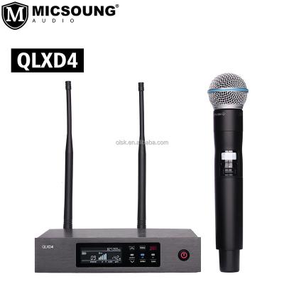 China QLXD4 BETA58 BETA87A Handheld Microphone True UHF Diversity Wireless Microphone System with Lavalier Headset MIC for Karaoke Stage Performance for sale