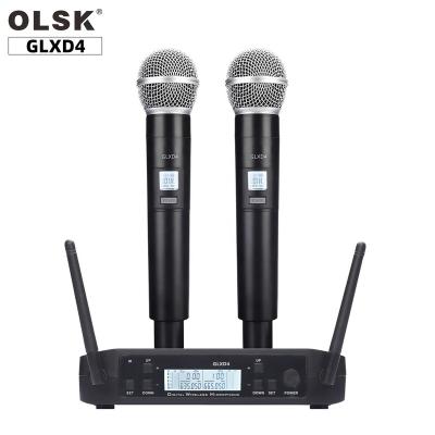 China Clear Sound GLXD4 Lavalier Professional Handheld MIC Wireless Microphone With 2 Chs UHFMIC Headset Headset Churc 640~690MHz for sale