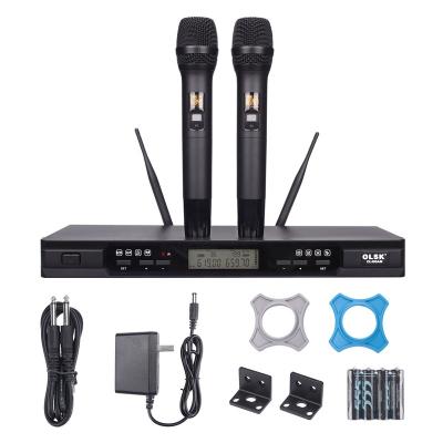 China Handheld Microphone OL400AM Karaoke Mic Dual Channel 160 Meters Range UHF Dynamic Wireless Microphone System With Handheld Mics 6.3 mm LXR Jack for sale