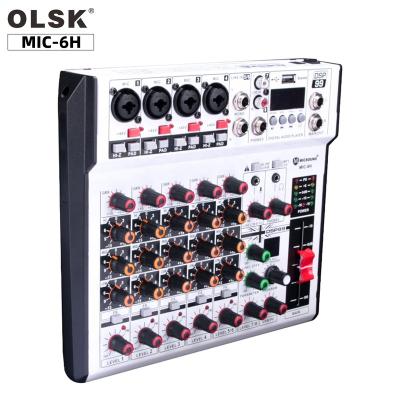 China 6 Channel MIC-6H Professional Audio Mixer Mixer Console DJ Audio Mixing Controller For Built-in 99 DSP Effect MIC-6H for sale