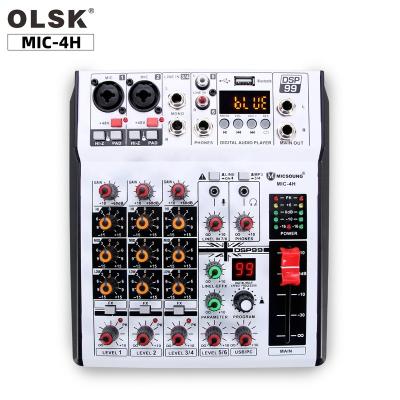 China MIC-4H Professional 4 Channel Console DJ Mixing Controller Audio Console Mixer for Build-in 99 DSP Effect DJ MIC-4H Mixing Board for sale