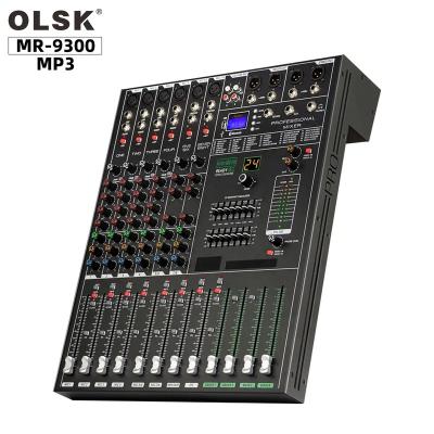 China MR-9300 M.9300 Independent Professional Audio Mp3 Mixer Console DJ Phantom Power 8 Player Routes USB Blue Tooth MR-9300 MP3 for sale