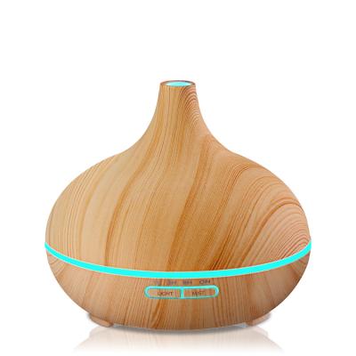 China Car 300ml USB Electric Ultrasonic Air Humidifier Wood Grain LED Essential Oil Lights Diffuser For Home for sale