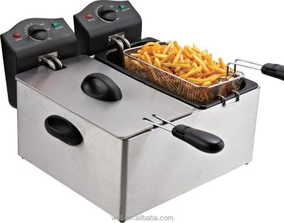 China Easy operate stainless steel deep fryer machine with double 3.0L pot for each detachable basket for sale