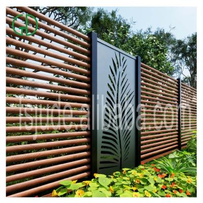 China GD Easily Assembled Fence For Home Supplies Farmhouse Panels Alu Privacy Garden Gates Black Laser Cut Aluminum Fence Trellis for sale