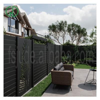 China Easily Assembled Decorative Horizontal GD Yard Grain Wood Color Like Privacy Collapsible Collapsible Perforated Picket Black Aluminum Fence for sale