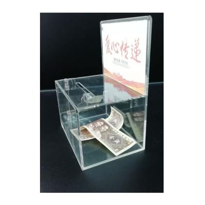 China Church Design Countertops Acrylic Charity Donation Collection Box With Lock 210715-03 for sale