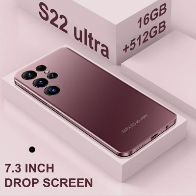 China Dual SIM Card Original Smartphone S22 Ultra 7.3 Inch 16+512GB Android Full Screen Mobile Phones With Stylus Face ID Open Cell Phone for sale