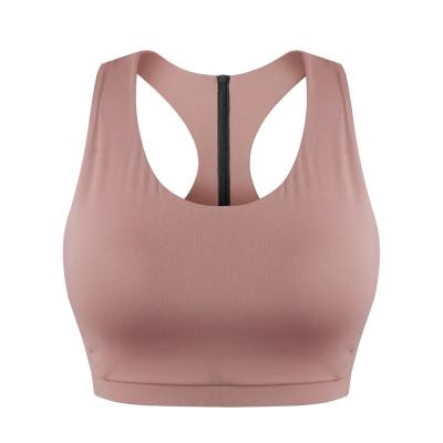 China Breathable Custom Back Crop Back Zipper Gym Wear Gym Wear Zipper Runner Back Crop Women Fitness Women Yoga Sports Bra Top Activewear for sale