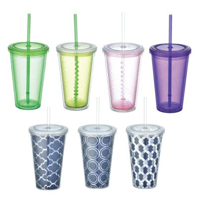 China Viable Wholesale Double Wall Plastic Tumbler Mug Direct Sales Plastic Mug With Straw for sale