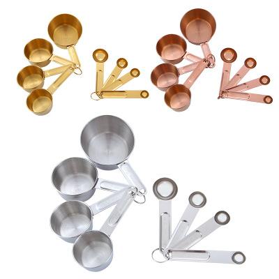 China Amazon Stocked Top Selling FBA High Quality Product Equipment Stainless Steel Rose Gold Measuring Spoons and 8pcs Cups Set for sale