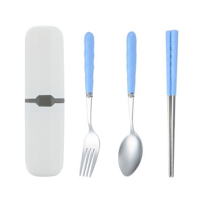 China Amazon Home Office School Travel Dinnerware Kit Stainless Steel Chopsticks Forks Viable Hot Set for sale