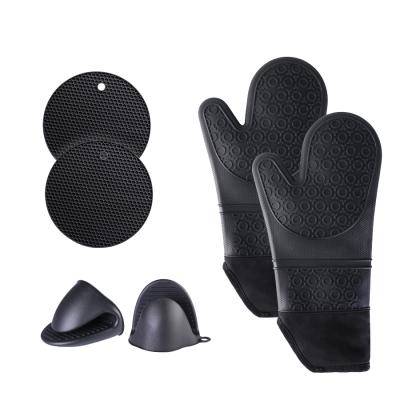 China Amazon Product Casual Hot Online Silicone Oven Mitts And Pot Holder Sets Waterproof Non Slip Heat Resistant Oven Mitts for sale