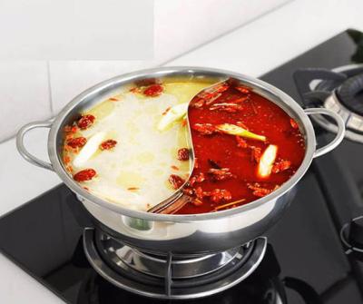 China New Design Stainless Steel Sustainable Casserole 2 Compartments Chinese Style Hot Pot With Divider for sale