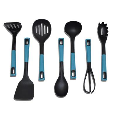 China New Design TPR Sustainable Wholesale Blue ABS Handle Nylon Amazon Kitchenware 7 Piece Set for sale