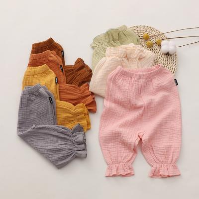 China Baby Spring Color Baby Pants and Gauze Breathable Anti-Mosquito Pants Solid Cotton Summer Baby Pants Daily Wearing Looses for sale