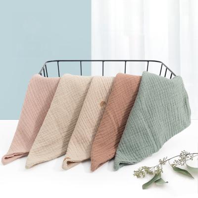 China Baby Nursing 5Pcs-Pack Baby 4 Layers High Quality 100% Muslin Baby Blanket Small Cotton Muslin Nursing Towl Solid Color Burp Cloth for sale