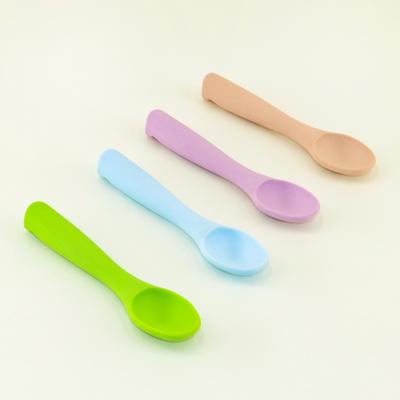 China Hot Sales Easy Stocked Grip Silicone Spoon Set Silicone Baby Spoon Set Food Grade Soft Silicone Baby Utensils Set for sale