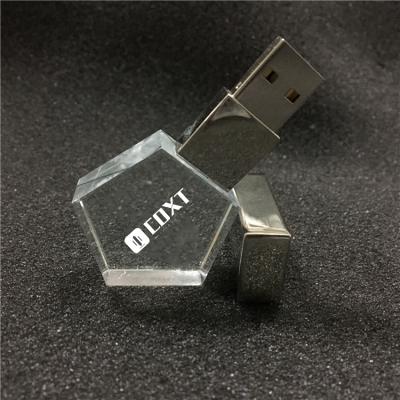 China Best Quality Warranty Transparent Custom Logo USB Crystal Gold Crystal USB Flash Drive for sale