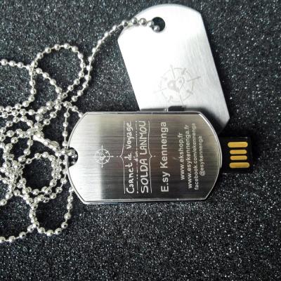 China Rectangle Stainless Steel USB Flash Drive Chain USB Stick Metal Pendant Tag for sale