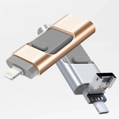 China Plastic OTG Key Memoria 3 in 1 Micro USB 3.0 Pendrive Thumb Device 16G 32G 64G 128GB OTG USB Flash Drive Stick for iPhone Apple IOS for sale