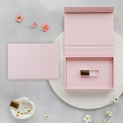 China Handmade pink canvas USB crystal crystal instant drive photographer box turnout canvas box for crystal USB pendrive for sale