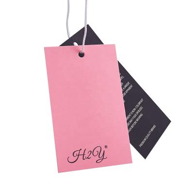 China Custom Eco-Friendly Recyled Paper Hang Tag with Embossed Gold Foil Stamping for Clothing Garment Hang Tags for sale