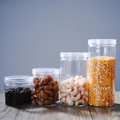 China 500ml Food Grade Plastic Transparent PET Plastic Jar With Screw Cap Lid for sale