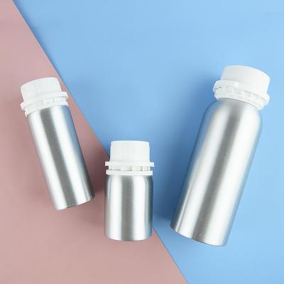 China Cosmetic Factory Wholesale 30-1500ml Essential Oil Anti-Theft Cover Aluminum Bottle with Inner Plug Round Leak-proof Aluminium Bottle for sale