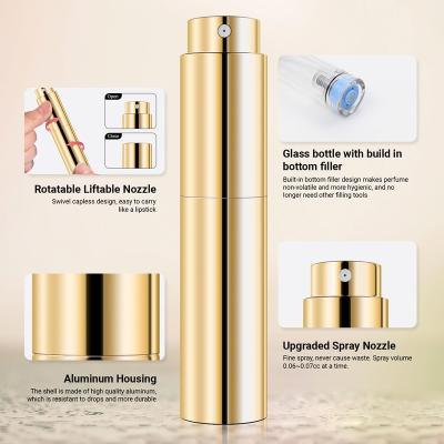 China Cosmetic Custom Empty Twist Up Spray Aluminum Perfume Atomizer Portable Travel Size 5ml 10ml 15ml Metal Refill Refillable Perfume Bottle for sale