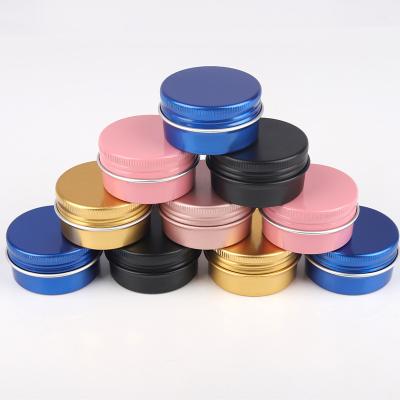 China Recyclable Custom Color 30g Gram Ml Round Thread Pomade Cream Cosmetic Box Lip Balm Non-rust Aluminum Cans For Food for sale