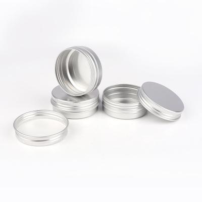 China Recyclable Custom Logo 2oz 60g Air Tight Custom Empty Round Aluminum Metal Mint Candy Tea Storage Can Screw lid Tin Box for sale