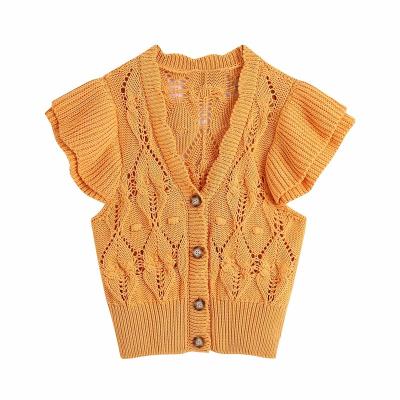 China cute chic female harajuku layered Vest vest news style women's sweater knitwear Fashion V-neck Anti-wrinkle women's hollow knit women's vest for sale