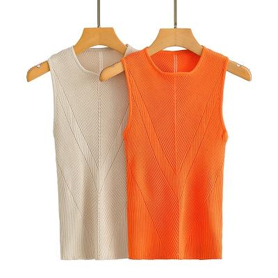 China 2021 Spring/Summer Custom Anti-wrinkle Knit Sleeveless Sweater Vest For Women Pure Color Knitted Vest for sale