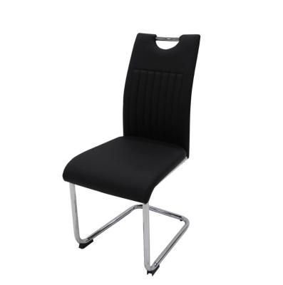 China Eco-friendly Stackable Modern Metal Stainless Steel Legs PU Leather Upholstery Italian Dining Chairs EC79 for sale