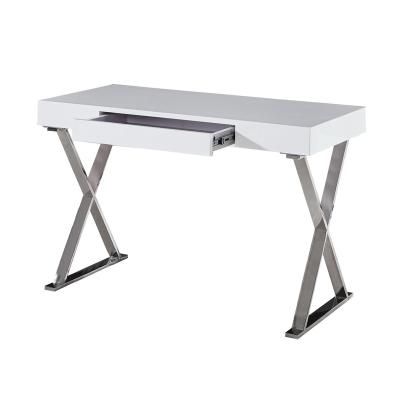 China Latest Design White High Gloss Modern Simple Wooden Used Computer Table Extendable For Sale for sale