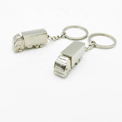 China Africa Container 3D Truck Metal Key Chain Ring Keyring Key Fob Heavy-Duty Silver Truck for sale