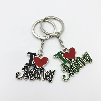 China Cheap Wholesale Awesome Metal Key Chain From Europe With Enamel Words I Love Silver for sale